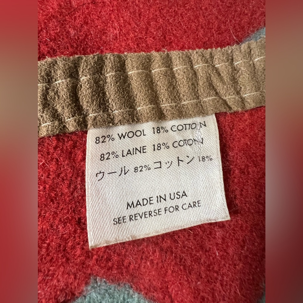 Vintage Pendleton Beaver State Wool Blanket Los Ojos in Coral and Turquoise - Picture 4 of 7